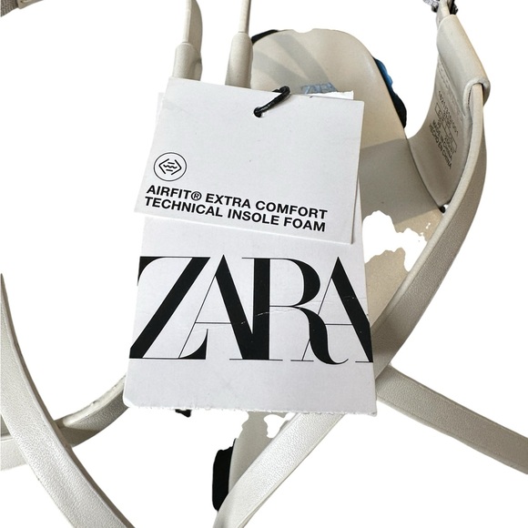 NWT ZARA FLAT Cross strap Sandals W/Silver Metal Toe strap Embellishment Sz 8.5 - Picture 7 of 9